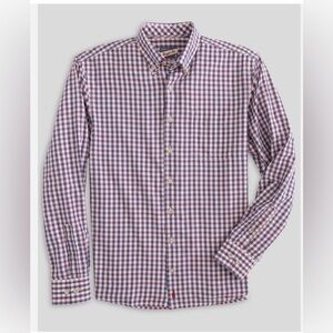 Johnnie-O Abner Hangin Out button up red & blue plaid long sleeve shirt size M